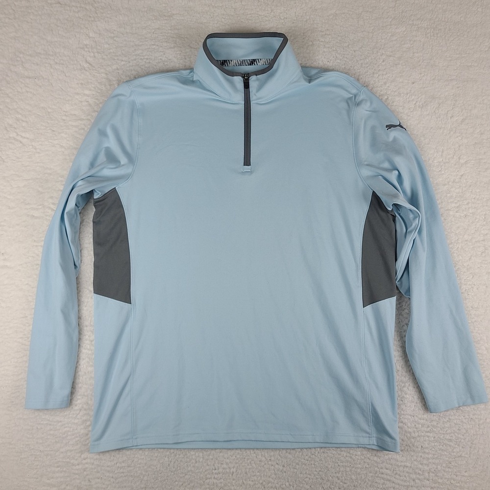 PUMA Golf Sweater Mens Large‎ Light Blue Activewear Performance Tech